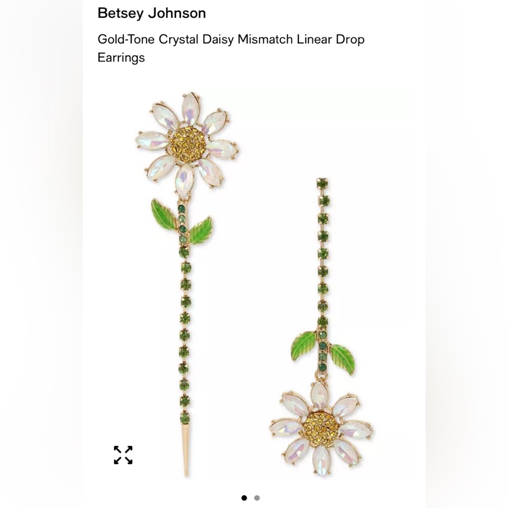 Betsey Johnson Gold and Green Daisy Drop Earrings